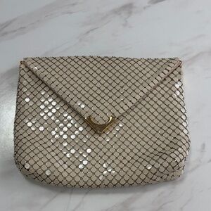 Vintage Lyrella nude Beige Sequin metal Mesh Envelope Clutch- 9” by 7”